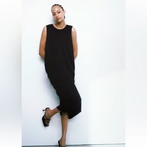 New Zara back draped black dress size medium - large